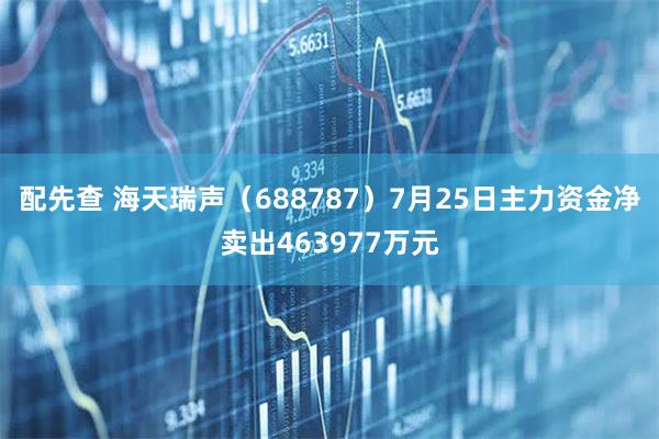 配先查 海天瑞声（688787）7月25日主力资金净卖出463977万元